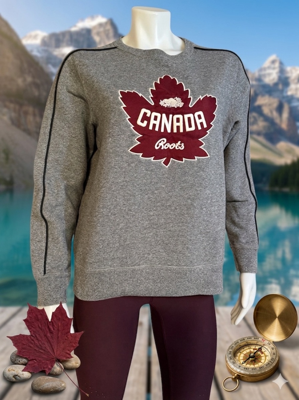 Roots Canada Collection Grey Crewneck Sweatshirt